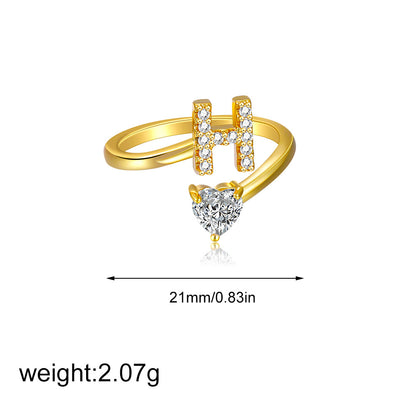 鋯石愛心可調式戒指－字母K+愛心款細節9｜https://igowo.tw/