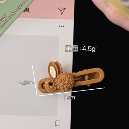 白色兔子波浪簡約髮夾