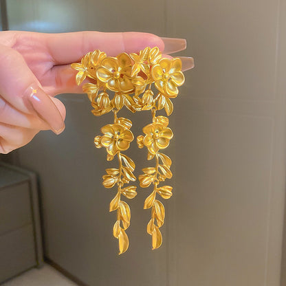 金屬花朵流蘇誇張耳環－細節特寫50｜https://igowo.tw/