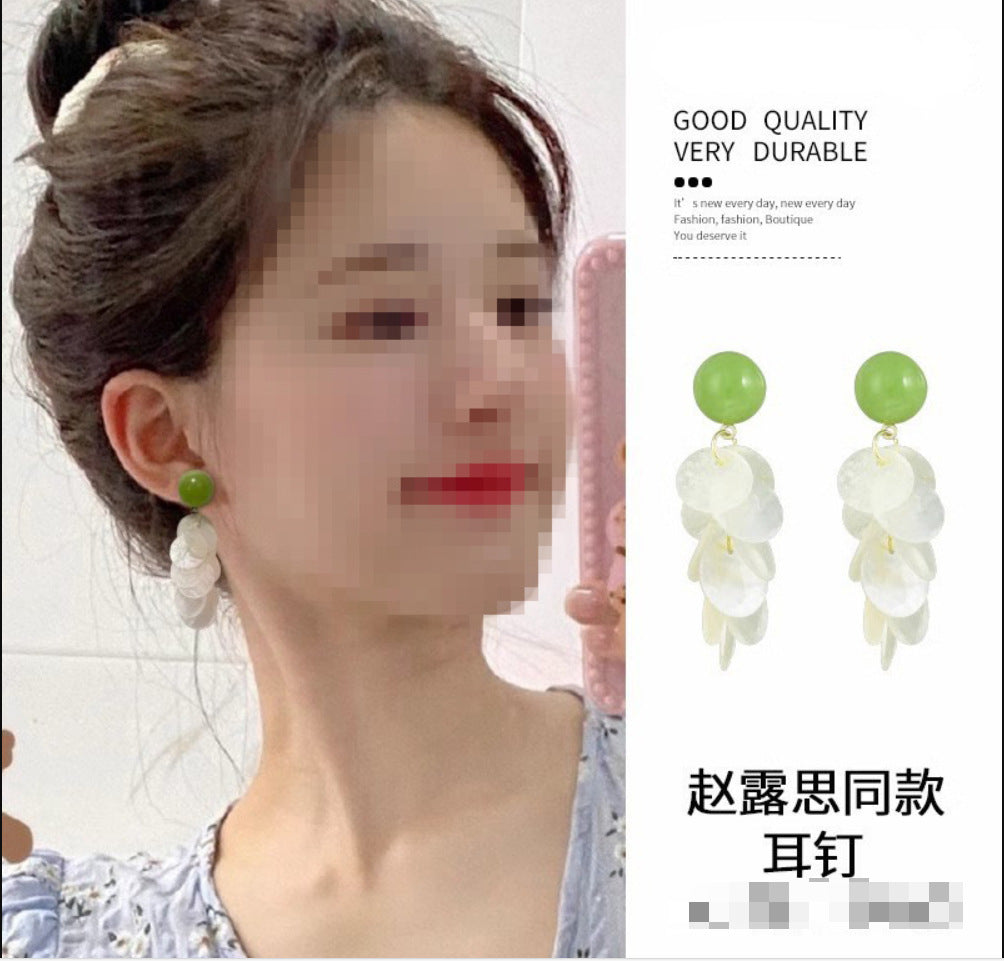 許我耀眼趙露思許妍同款銀針鋯石珍珠耳環優雅耳釘輕奢高級感耳飾