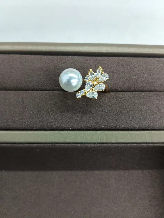 金色珍珠可調式戒指