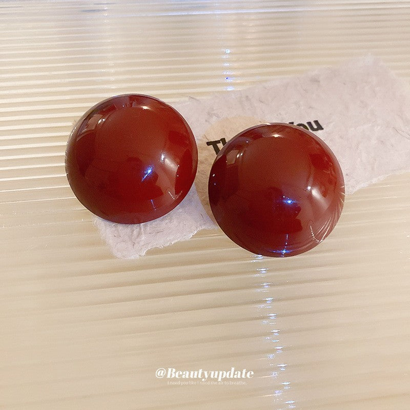 銀針安可拉紅色滴油愛心耳環小眾時尚氣質耳扣港風簡約高級感耳飾