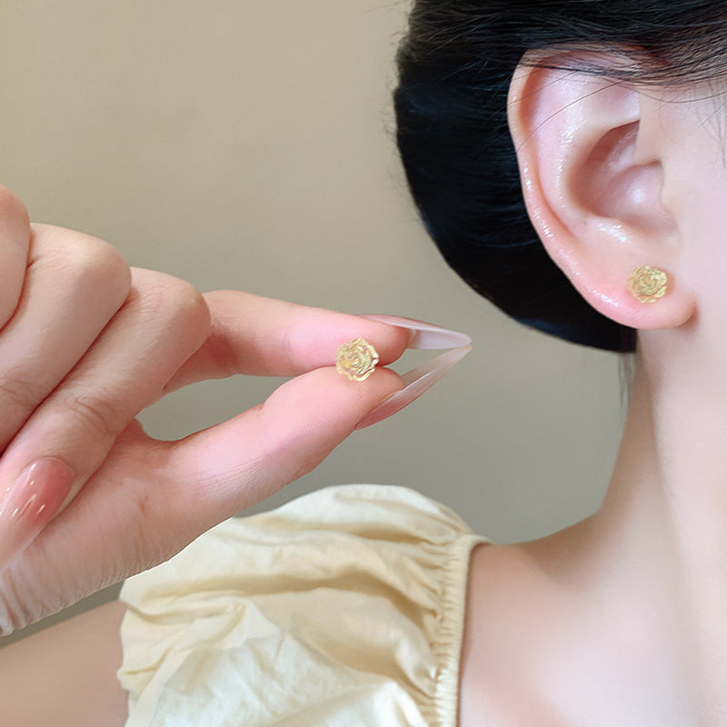 春夏山茶花朵耳釘