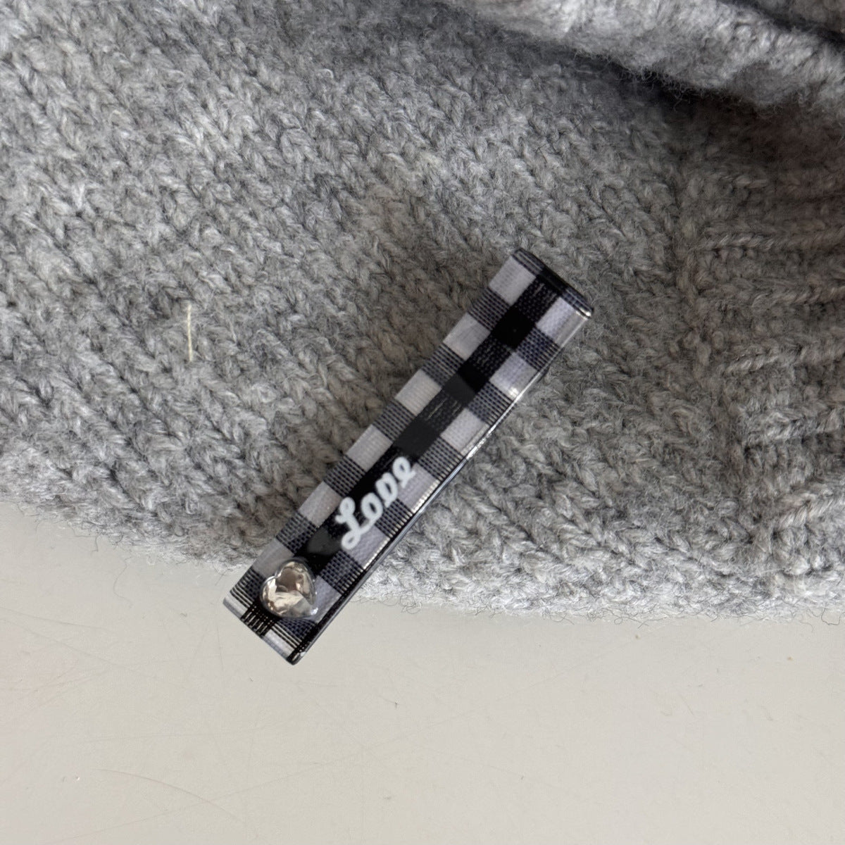 鋯石愛心格紋髮夾
