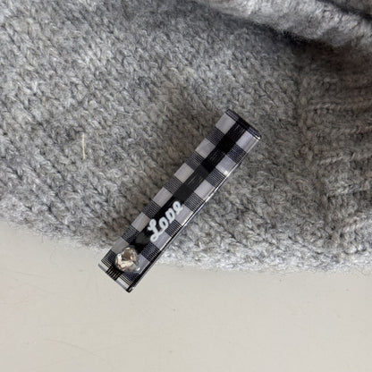 鋯石愛心格紋髮夾