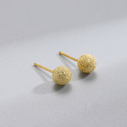 S925 閃沙雪花光珠磨砂耳釘滿天星日韓風時尚個性鍍K金輕奢款