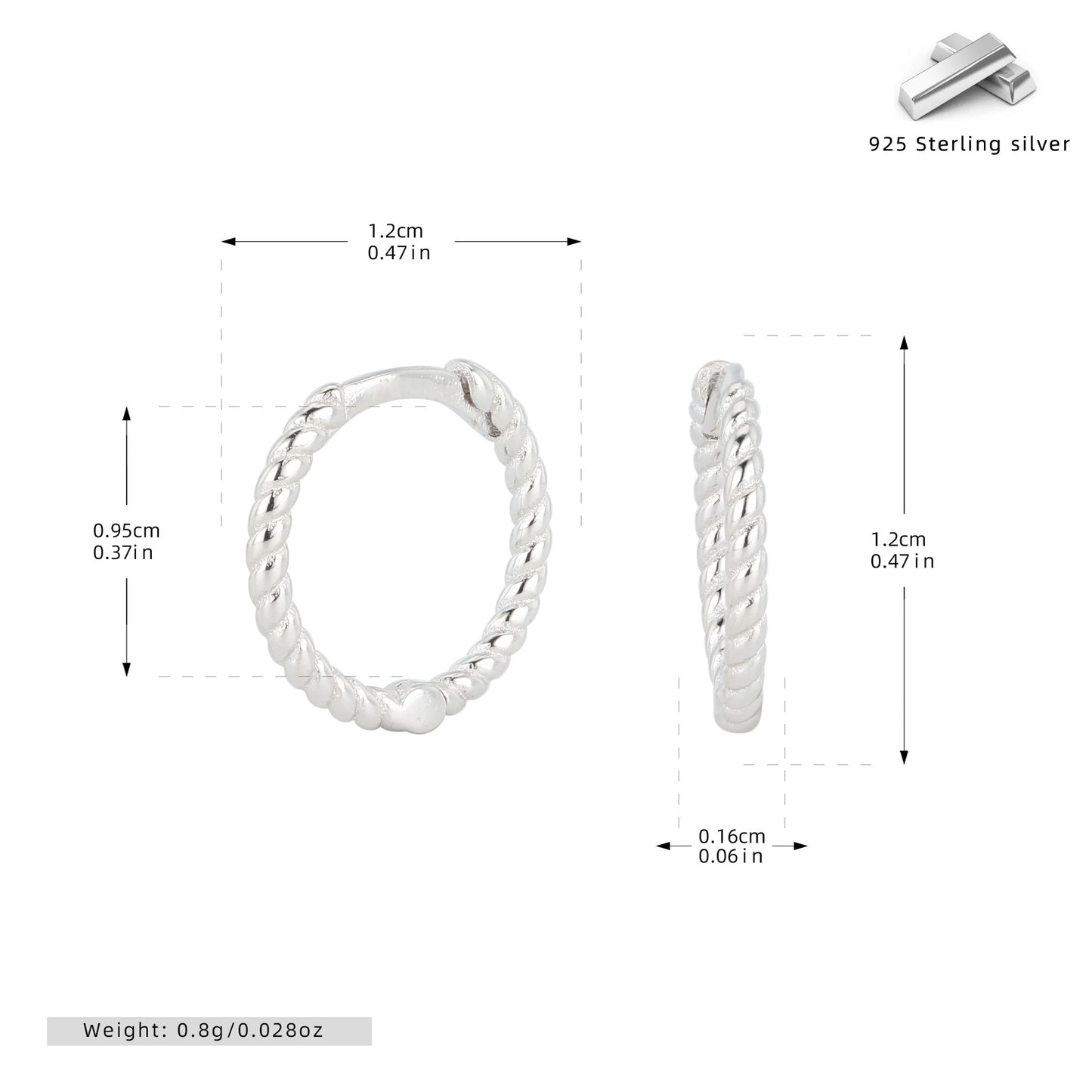 S925 耳環時尚個性麻花扭紋圓圈耳飾小眾高級感飾品