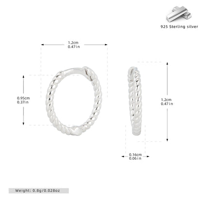 S925 耳環時尚個性麻花扭紋圓圈耳飾小眾高級感飾品