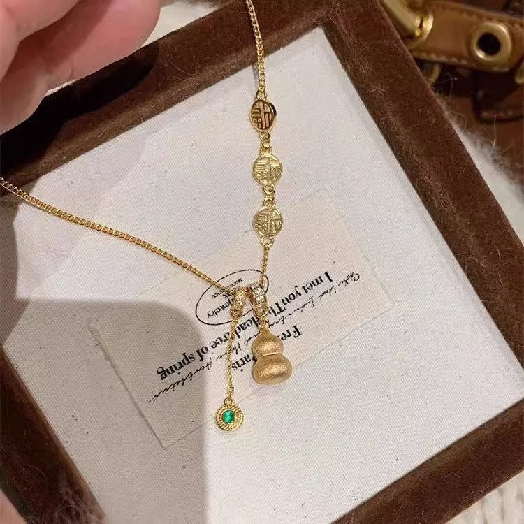 金色葫蘆拉絲復古項鍊