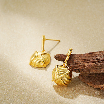 金色交叉拉絲纏繞耳環－銀色T197_2款實拍｜https://igowo.tw/