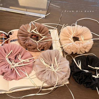 網紗蝴蝶結復古髮圈－商品主圖｜https://igowo.tw/