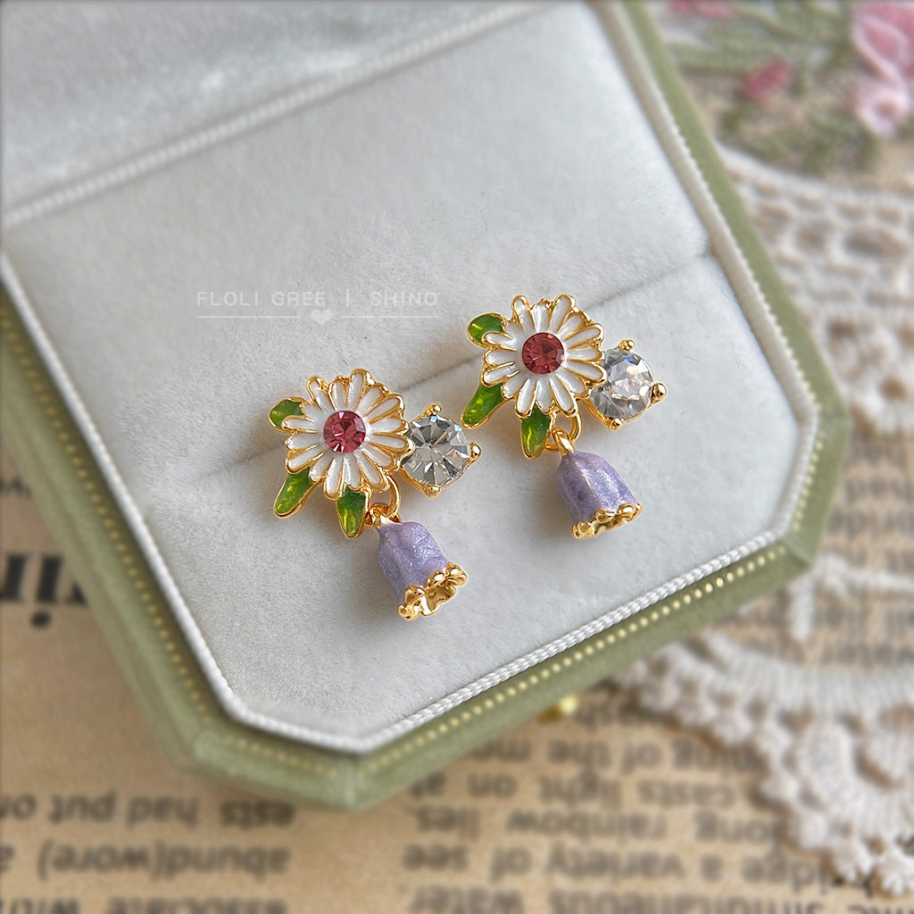 琺瑯鋯石花朵耳環－商品主圖｜https://igowo.tw/