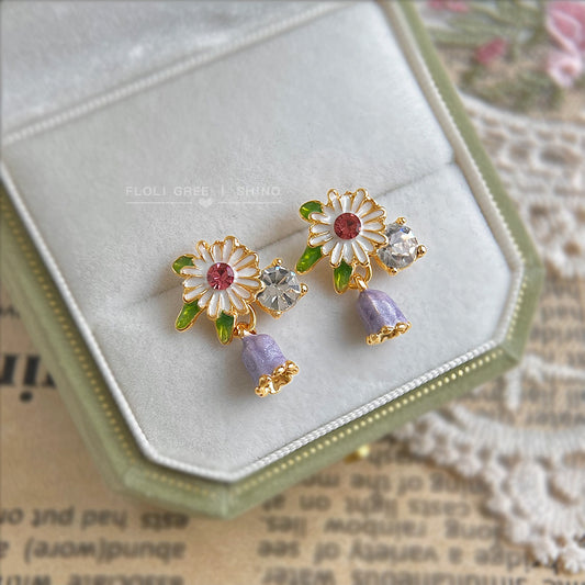 琺瑯鋯石花朵耳環－商品主圖｜https://igowo.tw/