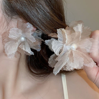 銀針彩色人造水晶款花朵流蘇耳環甜美清新耳鉤耳墜韓系高級感耳飾