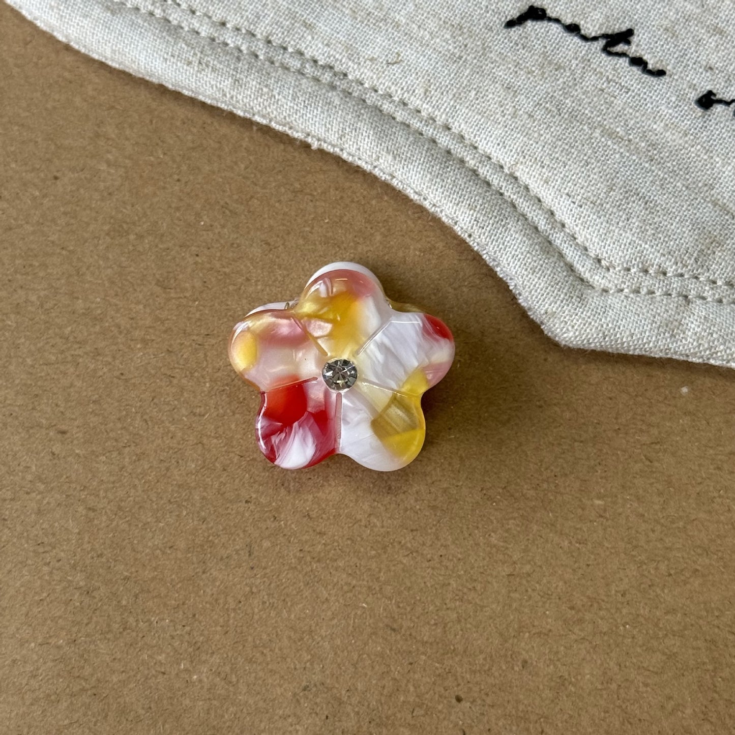 醋酸板材鋯石花朵髮夾