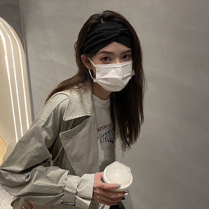 寬版簡約髮箍－黑色款實拍｜https://igowo.tw/