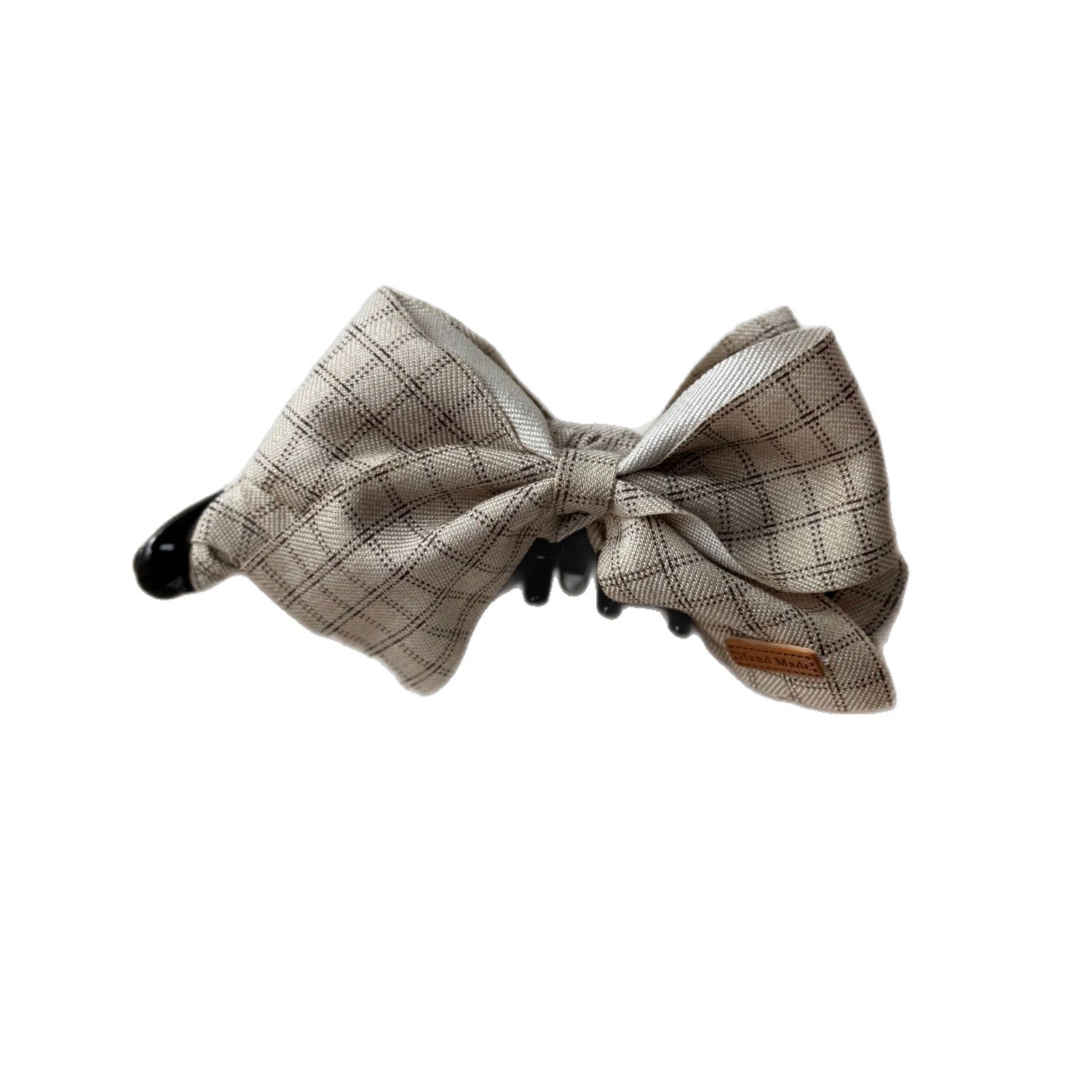 布面蝴蝶結髮夾－黑色款細節｜https://igowo.tw/