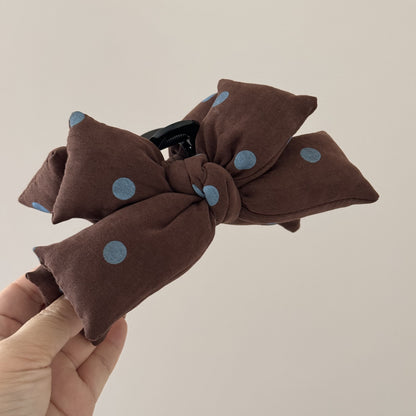 棕色布面波點髮圈