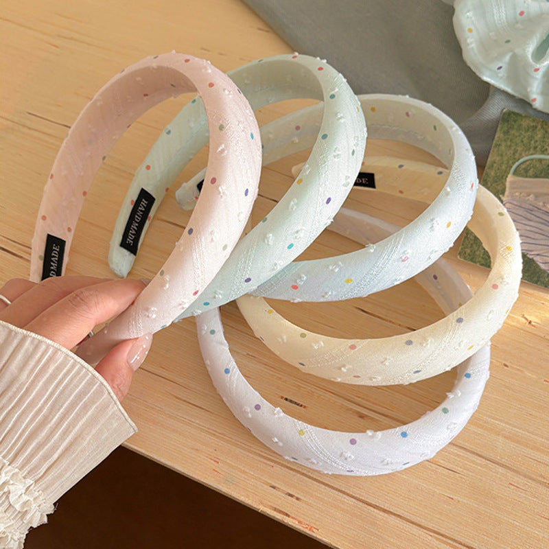 彩色波點髮箍－綠色波點款實拍｜https://igowo.tw/