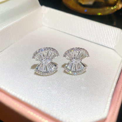 韓系ins風銀針鋯石花朵耳釘甜美優雅日常通勤耳環輕奢高級感耳飾