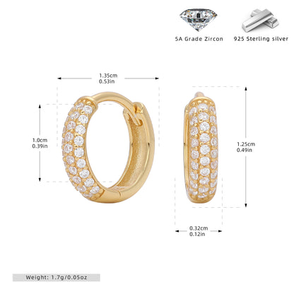 S925 耳環時尚三排鑲鋯耳飾小眾百搭輕奢高級感飾品
