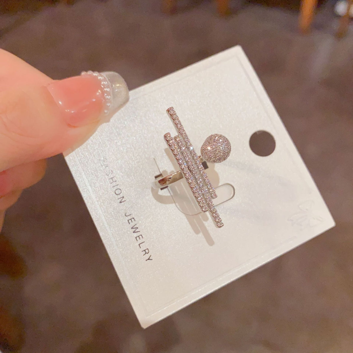 鋯石可調式簡約戒指