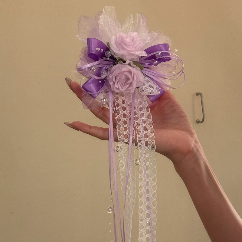 春日戀曲~粉色蕾絲蝴蝶結發夾甜美可愛超仙鴨嘴夾小眾高級感發飾