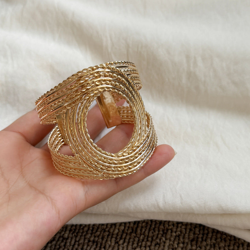歐美金屬風幾何圓形手鐲輕奢小眾高級感手環時尚氣質百搭簡約手飾
