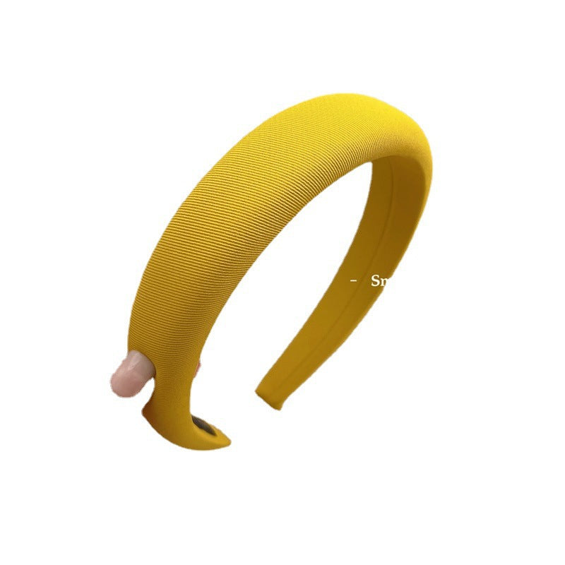 布面簡約髮箍－亮黃款細節｜https://igowo.tw/