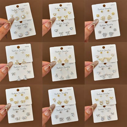 珍珠愛心流蘇耳釘套組－商品主圖｜https://igowo.tw/