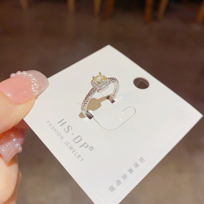 鋯石圓形可調式戒指