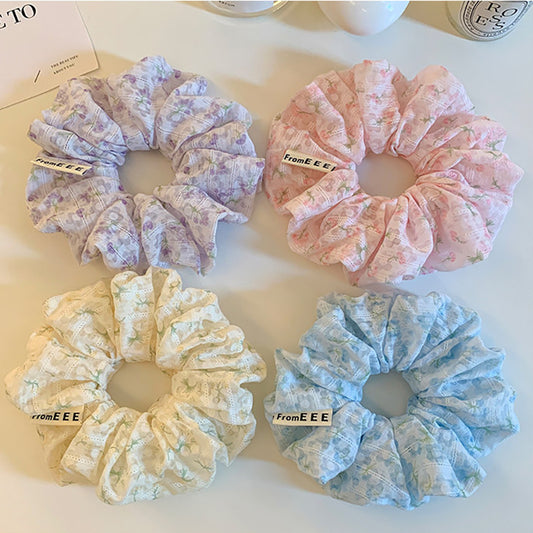 紫色碎花大腸圈髮圈－商品主圖｜https://igowo.tw/