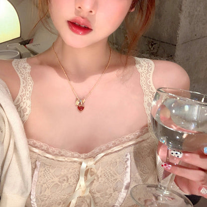 琺瑯愛心雙面項鍊