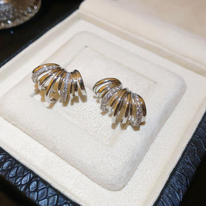 金色鋯石C形多層耳釘