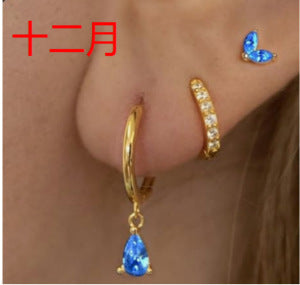 銅愛心鑲鋯耳釘組