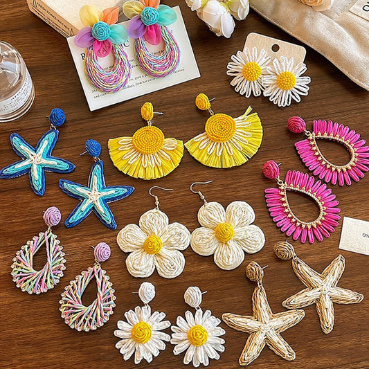 繽紛花朵編織耳釘－商品主圖｜https://igowo.tw/