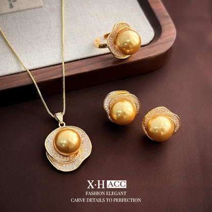 珍珠山茶花耳釘套組－細節特寫1｜https://igowo.tw/