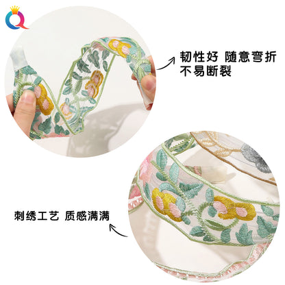 網紗刺繡復古髮箍－第二視角實拍｜https://igowo.tw/