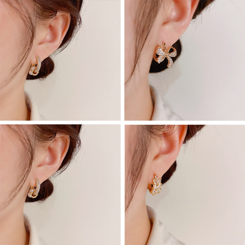 金色幾何電鍍簡約耳扣－第二視角實拍｜https://igowo.tw/