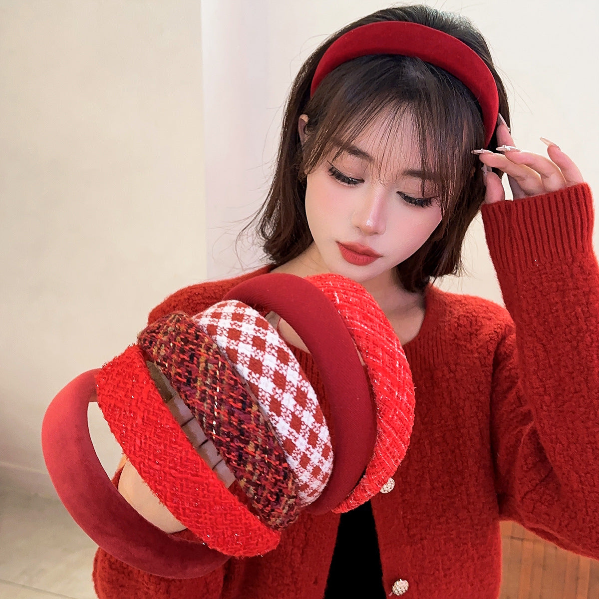 紅色復古髮箍－商品主圖｜https://igowo.tw/
