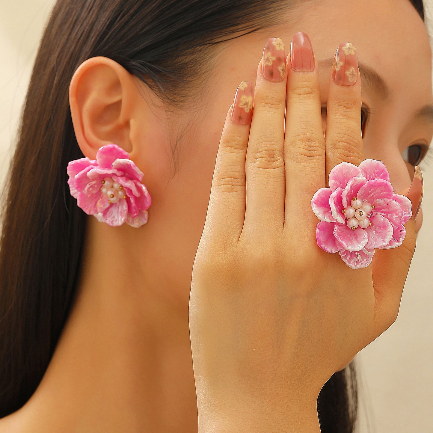 繽紛花朵耳釘－第二視角實拍｜https://igowo.tw/
