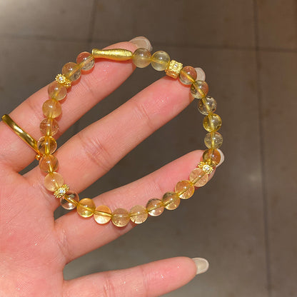 鋯石花朵淺黃水晶手串手鏈輕奢高級感小眾手環時尚簡約百搭手飾女