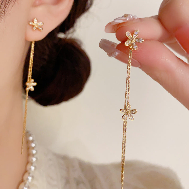 花朵流蘇兩用耳墜－商品主圖｜https://igowo.tw/