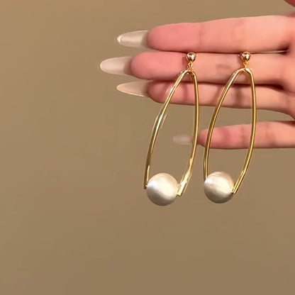 金屬拉絲垂墜耳環