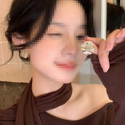 幾何復古耳釘－2銀針-銀色款實拍｜https://igowo.tw/