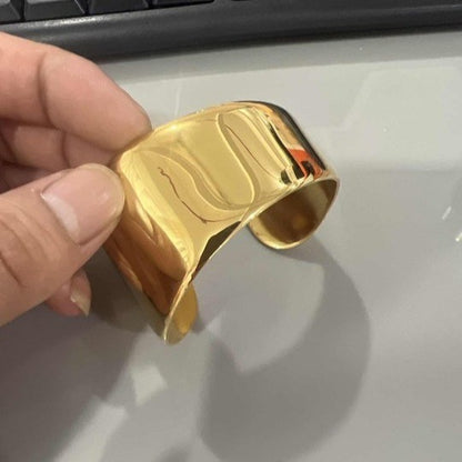 不銹鋼褶皺條紋不規則凹凸不平手鐲歐美金屬感手環小眾設計感手飾