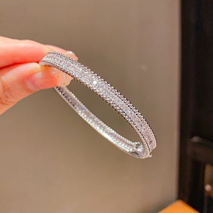 超閃鋯石圓形心形花朵多層開口手鐲精致絕美手環輕奢高級感手飾女