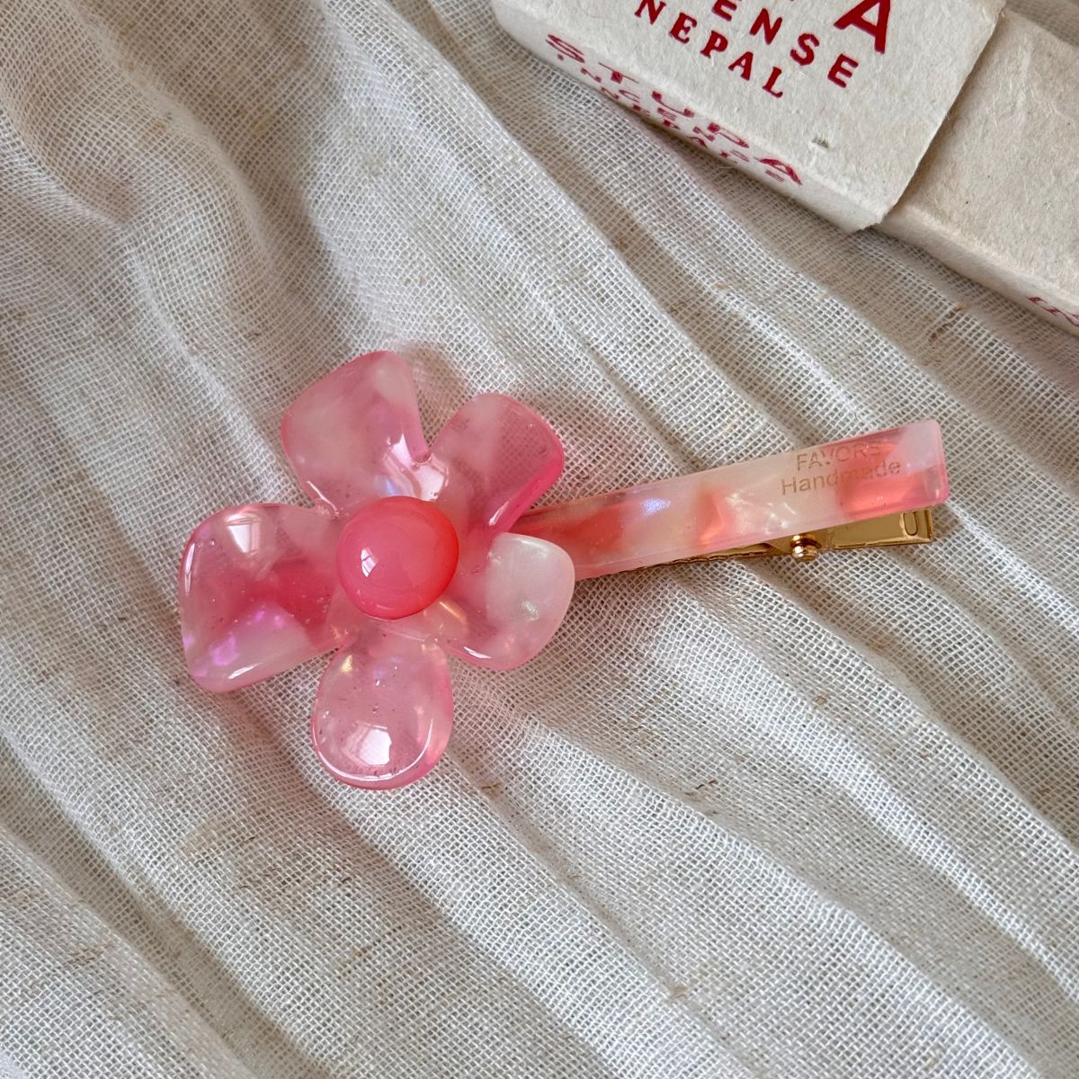 醋酸板材花朵一字髮夾