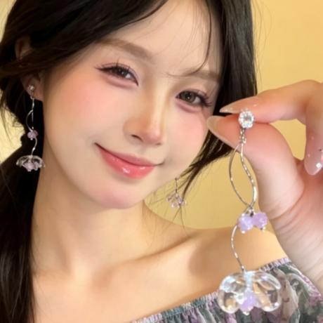 春野尋風·超仙綠色花朵流蘇耳環女氣質甜美耳釘時尚百搭耳墜耳飾