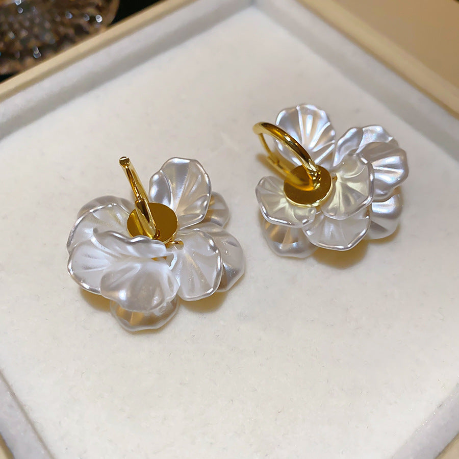 金色珍珠花朵電鍍耳扣